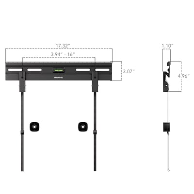 Mount-It! No-Stud Fixed TV Wall Mount for 23" to 65" TVs, Holds Up to 77 lbs., Black (MI-378)