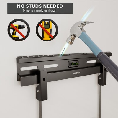 Mount-It! No-Stud Fixed TV Wall Mount for 23" to 65" TVs, Holds Up to 77 lbs., Black (MI-378)