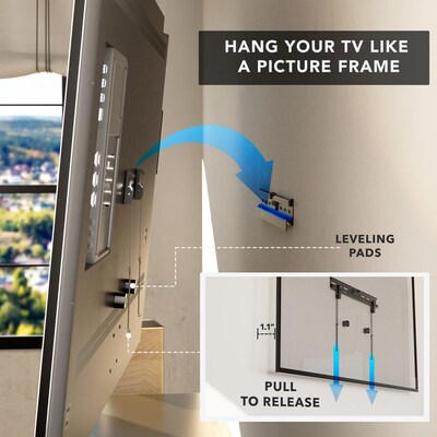 Mount-It! No-Stud Fixed TV Wall Mount for 37" to 85" TVs, Holds Up to 110 lbs., Black (MI-379)