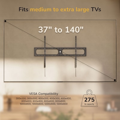 Mount-It! Heavy-Duty XXL Tilting TV Wall Mount for 37" to 140" TVs, Holds Up to 275 lbs., Black (MI-14012)