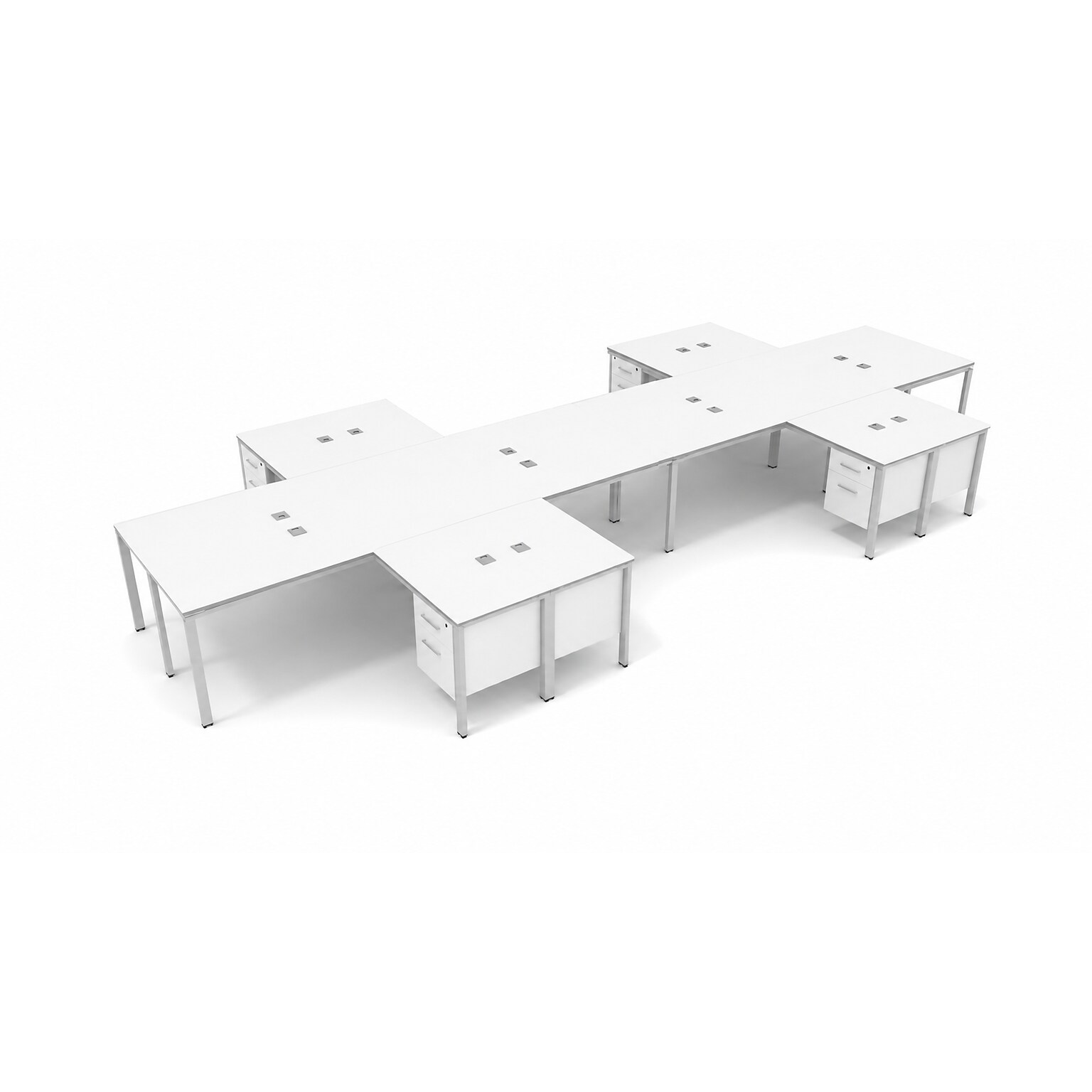 Boss Office Products Simple System 66W L-Shaped Desk with File Pedestal, White, 8/Set (SGSD028-102-WT)