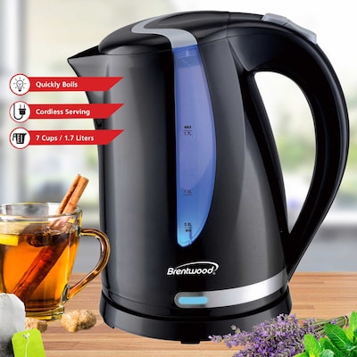 Brentwood 1.7L Cordless Electric Kettle with 24-oz. Vacuum-Insulated Water Bottle, Black/Silver (KITBTWKETTLE01)