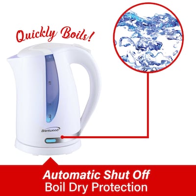 Brentwood 1.7L Cordless Electric Kettle with 24-oz. Vacuum-Insulated Water Bottle, White/Black/Silver (KITBTWKETTLE02)