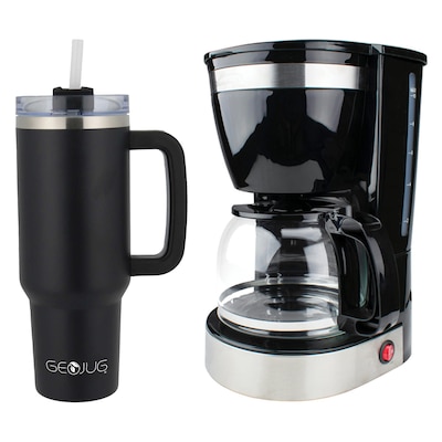 Brentwood 12-Cup Automatic Drip Coffee Maker with 40-oz. Stainless Steel Tumbler Cup, Black (KITBTWCOFFEE08)