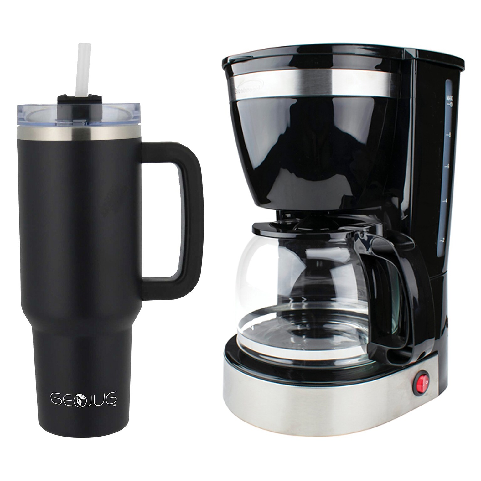 Brentwood 12-Cup Automatic Drip Coffee Maker with 40-oz. Stainless Steel Tumbler Cup, Black (KITBTWCOFFEE08)