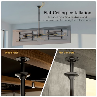 Mount-It! Dual TV Ceiling Mount with Long Pole for 35" to 60" TVs, Holds Up to 88 lbs. per Screen, Black (MI-522L)