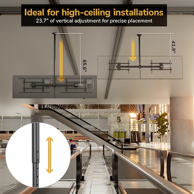 Mount-It! Dual TV Ceiling Mount with Long Pole for 35" to 60" TVs, Holds Up to 88 lbs. per Screen, Black (MI-522L)