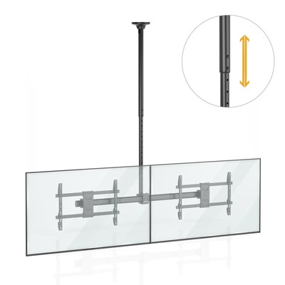 Mount-It! Dual TV Ceiling Mount with Long Pole for 35" to 60" TVs, Holds Up to 88 lbs. per Screen, Black (MI-522L)