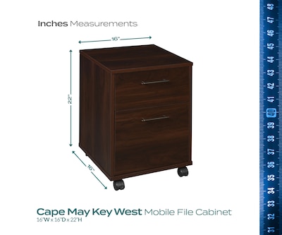 Regency Key West 2-Drawer Mobile File Cabinet, Letter Size, Lockable, 22.28"H x 15.51"W x 15.75"D, Black Cherry (KWF116BC)