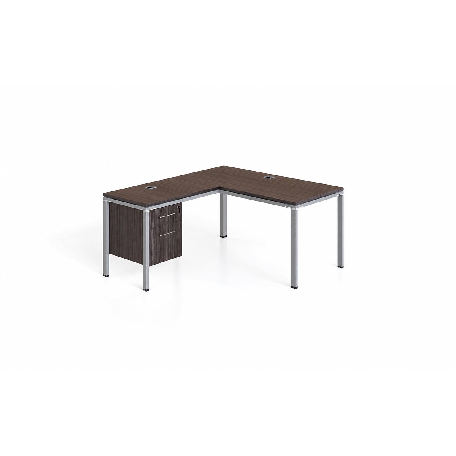Boss Office Products Simple System 48W L-Shaped Desk with File Pedestal, Driftwood (SGSD029-110)