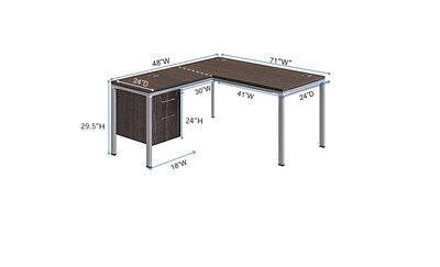 Boss Office Products Simple System 48W L-Shaped Desk with File Pedestal, White (SGSD029-110-WT)