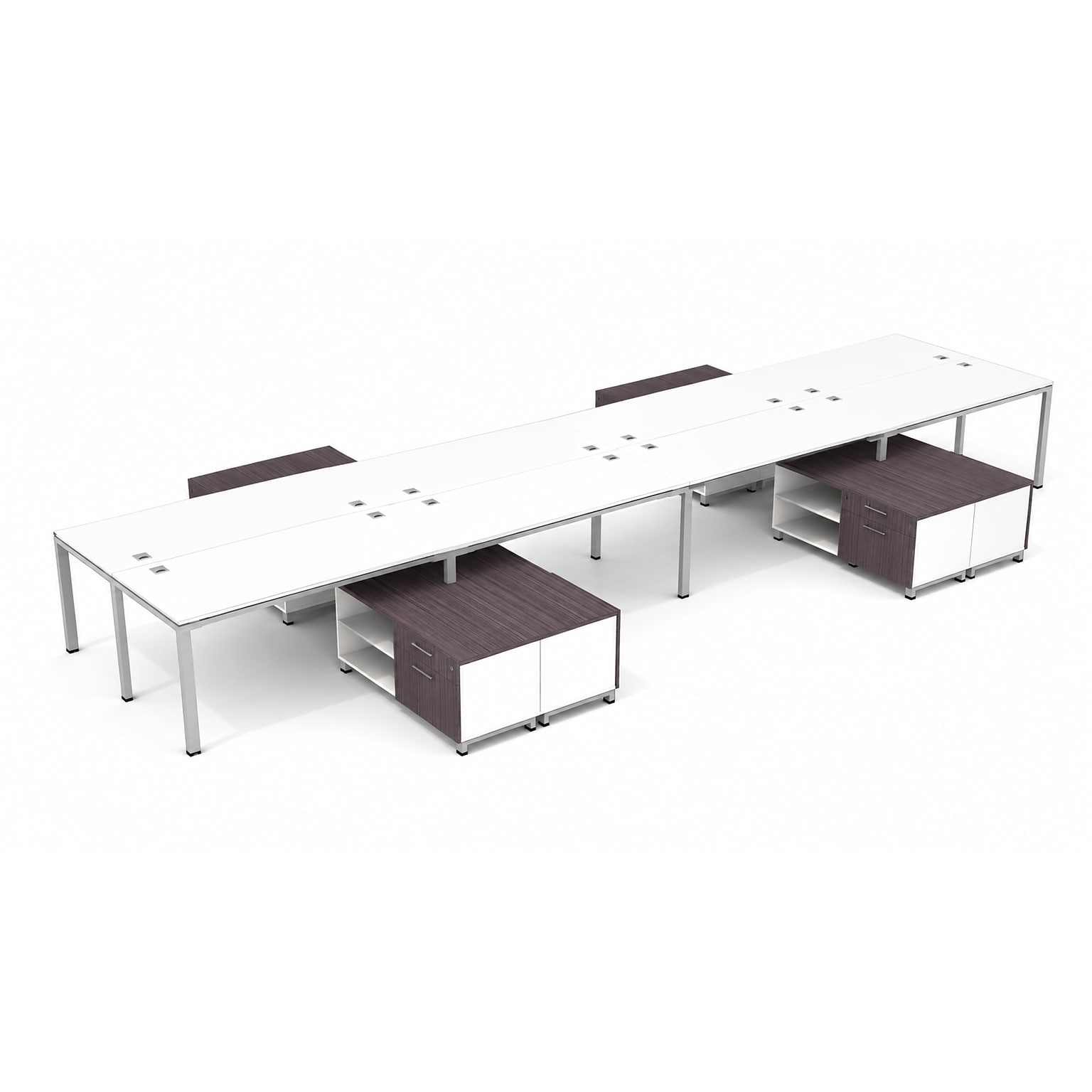 Boss Office Products Simple System 71W Desk with Storage Cabinet, White, 8/Set (SGSD026-203-WT)