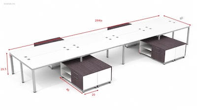Boss Office Products Simple System 71W Desk with Storage Cabinet, White, 8/Set (SGSD026-203-WT)