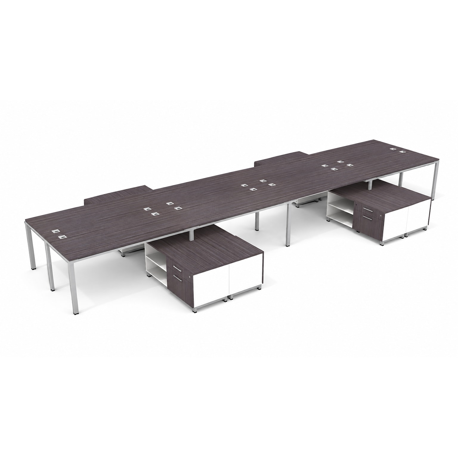 Boss Office Products Simple System 60W Desk with Storage Cabinet, Driftwood, 8/Set (SGSD026-201)