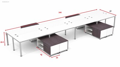Boss Office Products Simple System 60W Desk with Storage Cabinet, Driftwood, 8/Set (SGSD026-201)