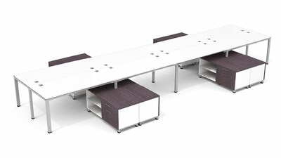 Boss Office Products Simple System 60W Desk with Storage Cabinet, White, 8/Set (SGSD026-201-WT)