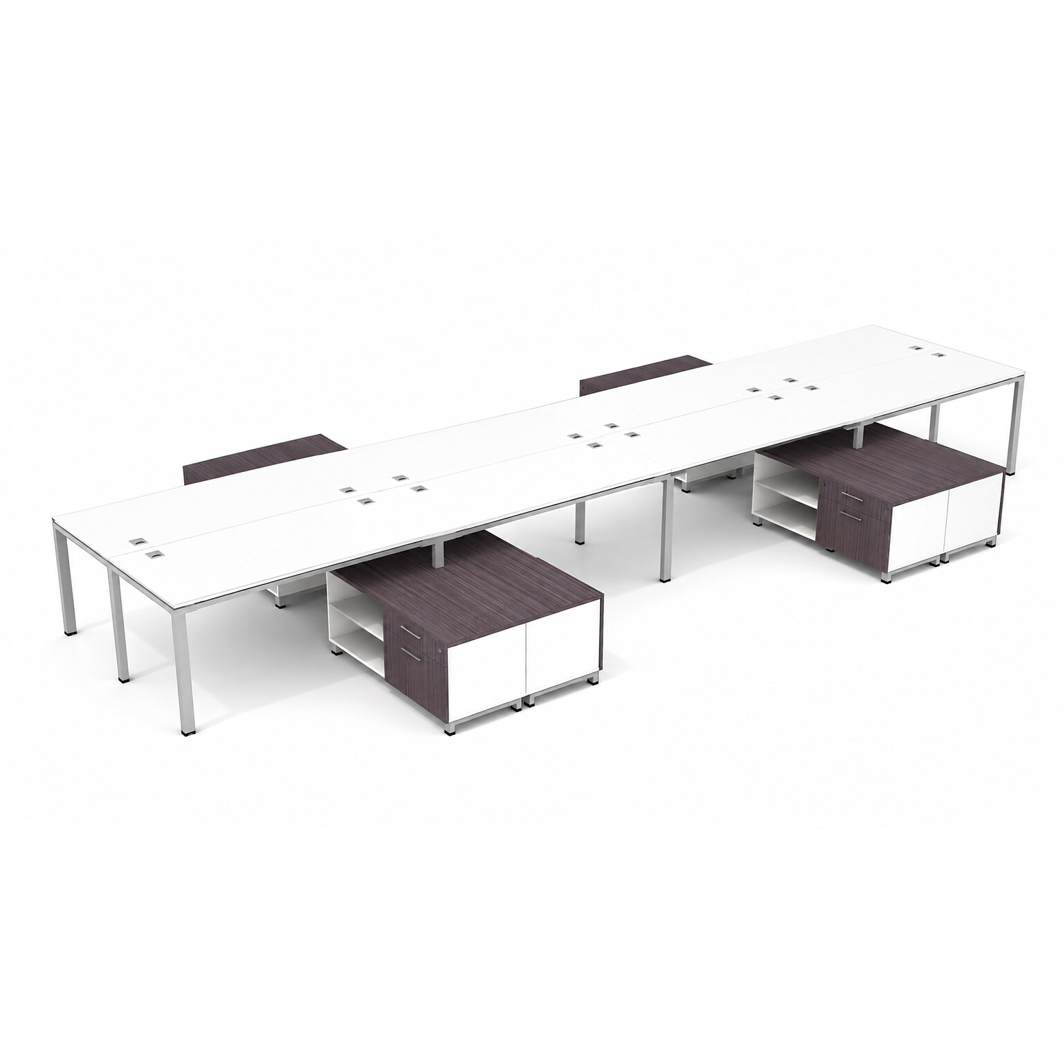 Boss Office Products Simple System 60W Desk with Storage Cabinet, White, 8/Set (SGSD026-201-WT)