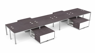 Boss Office Products Simple System 66W Desk with Storage Cabinet, Driftwood, 8/Set (SGSD026-202)