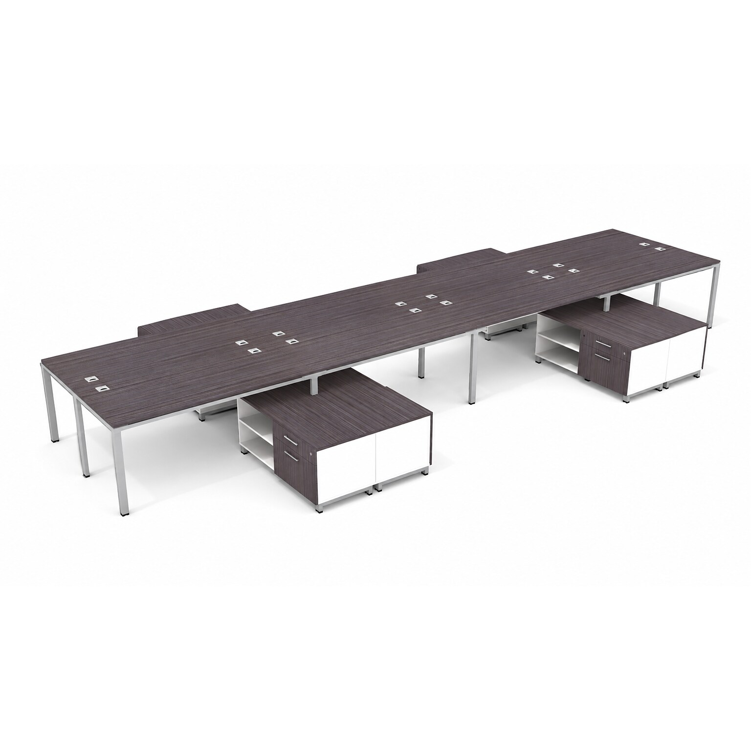 Boss Office Products Simple System 66W Desk with Storage Cabinet, Driftwood, 8/Set (SGSD026-202)