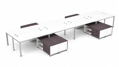 Boss Office Products Simple System 66W Desk with Storage Cabinet, White, 8/Set (SGSD026-202-WT)