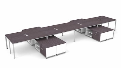 Boss Office Products Simple System 66W Desk with Storage Cabinet, Driftwood, 8/Set (SGSD026-102)