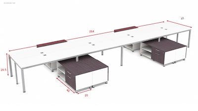 Boss Office Products Simple System 66W Desk with Storage Cabinet, Driftwood, 8/Set (SGSD026-102)