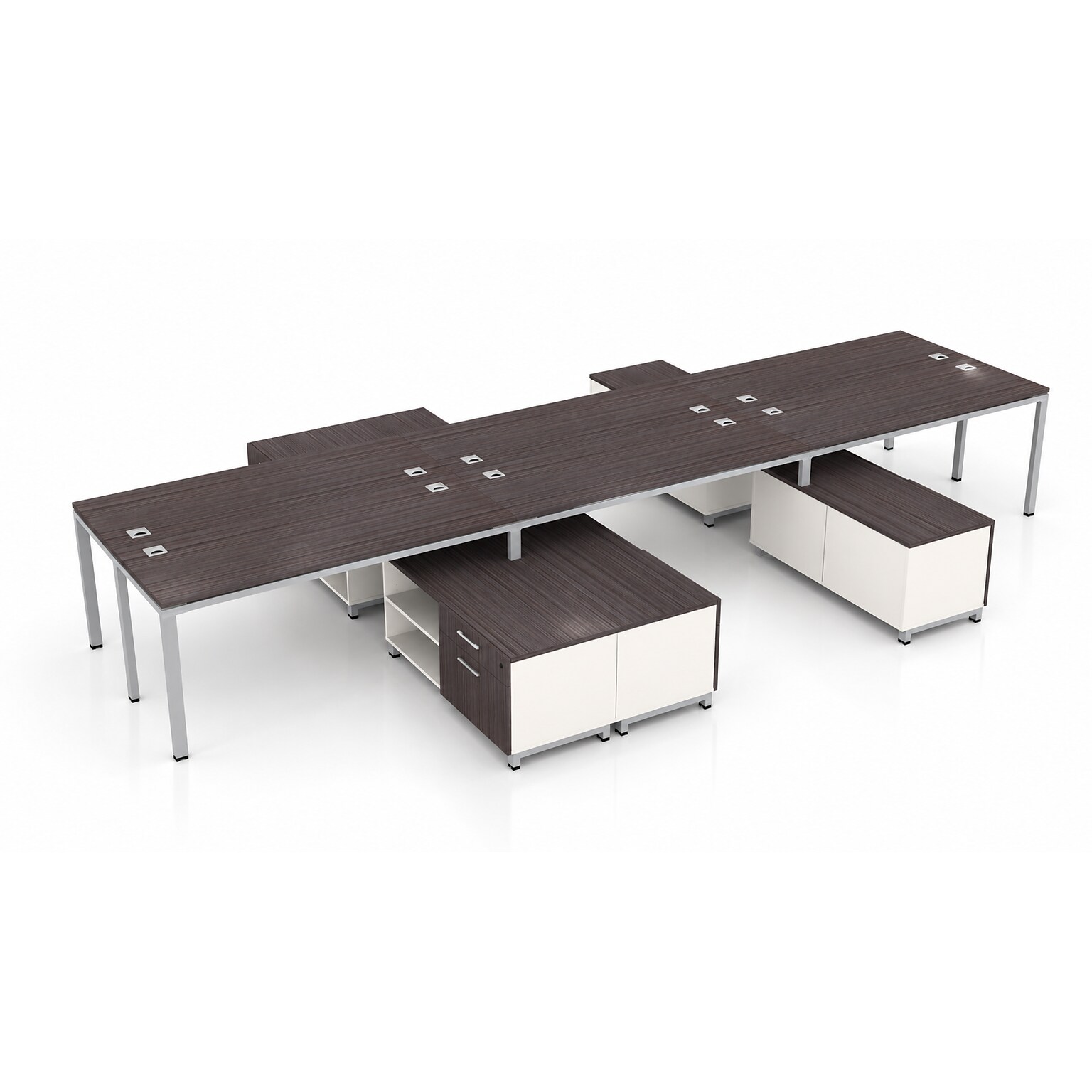 Boss Office Products Simple System 71W Desk with Storage Cabinet, Driftwood, 6/Set (SGSD022-203)