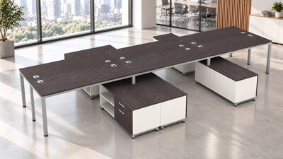Boss Office Products Simple System 71W Desk with Storage Cabinet, Driftwood, 6/Set (SGSD022-203)