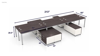 Boss Office Products Simple System 71W Desk with Storage Cabinet, White, 6/Set (SGSD022-203-WT)