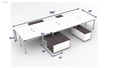 Boss Office Products Simple System 66"W Desk with Storage Cabinet, White, 6/Set (SGSD022-102-WT)