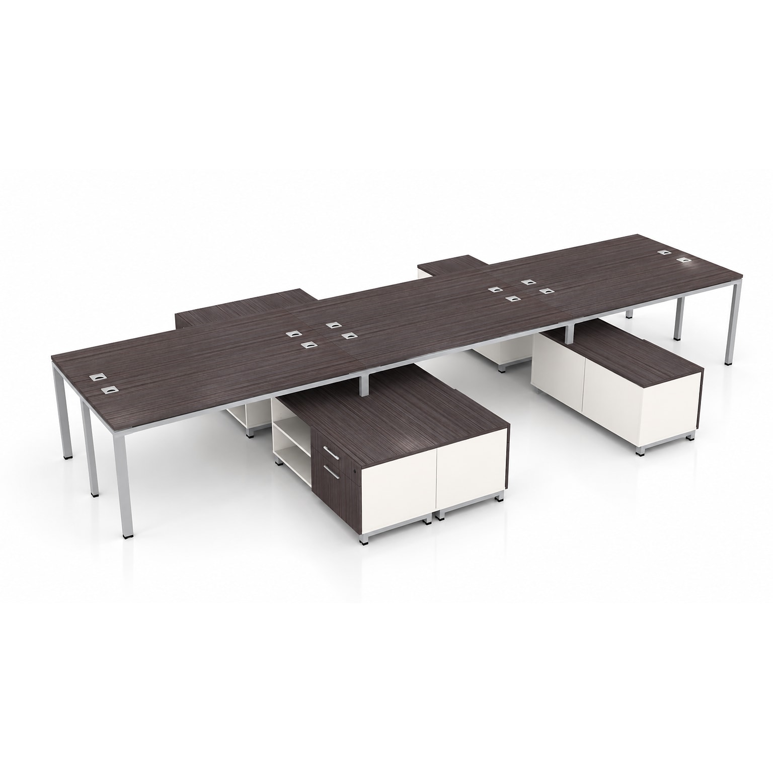 Boss Office Products Simple System 60W Desk with Storage Cabinet, Driftwood, 6/Set (SGSD022-201)