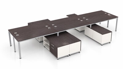 Boss Office Products Simple System 66W Desk with Storage Cabinet, Driftwood, 6/Set (SGSD022-202)