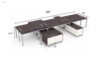 Boss Office Products Simple System 66W Desk with Storage Cabinet, Driftwood, 6/Set (SGSD022-202)