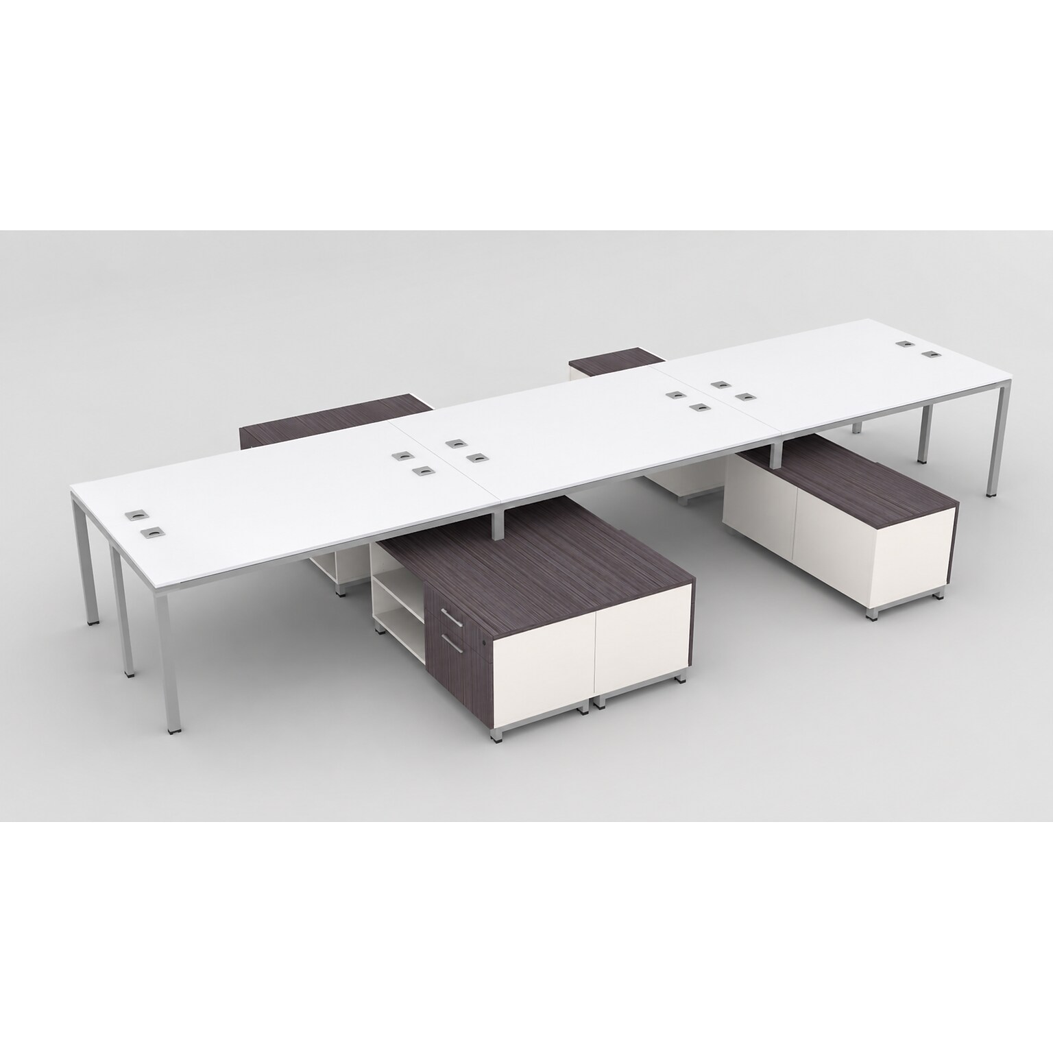 Boss Office Products Simple System 66W Desk with Storage Cabinet, White, 6/Set (SGSD022-202-WT)