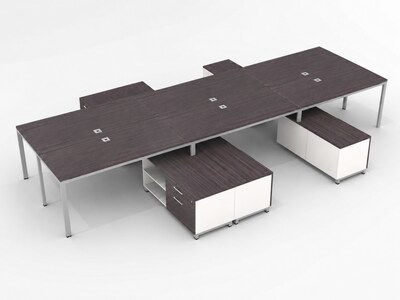Boss Office Products Simple System 60W Desk with Storage Cabinet, Driftwood, 6/Set (SGSD022-101)