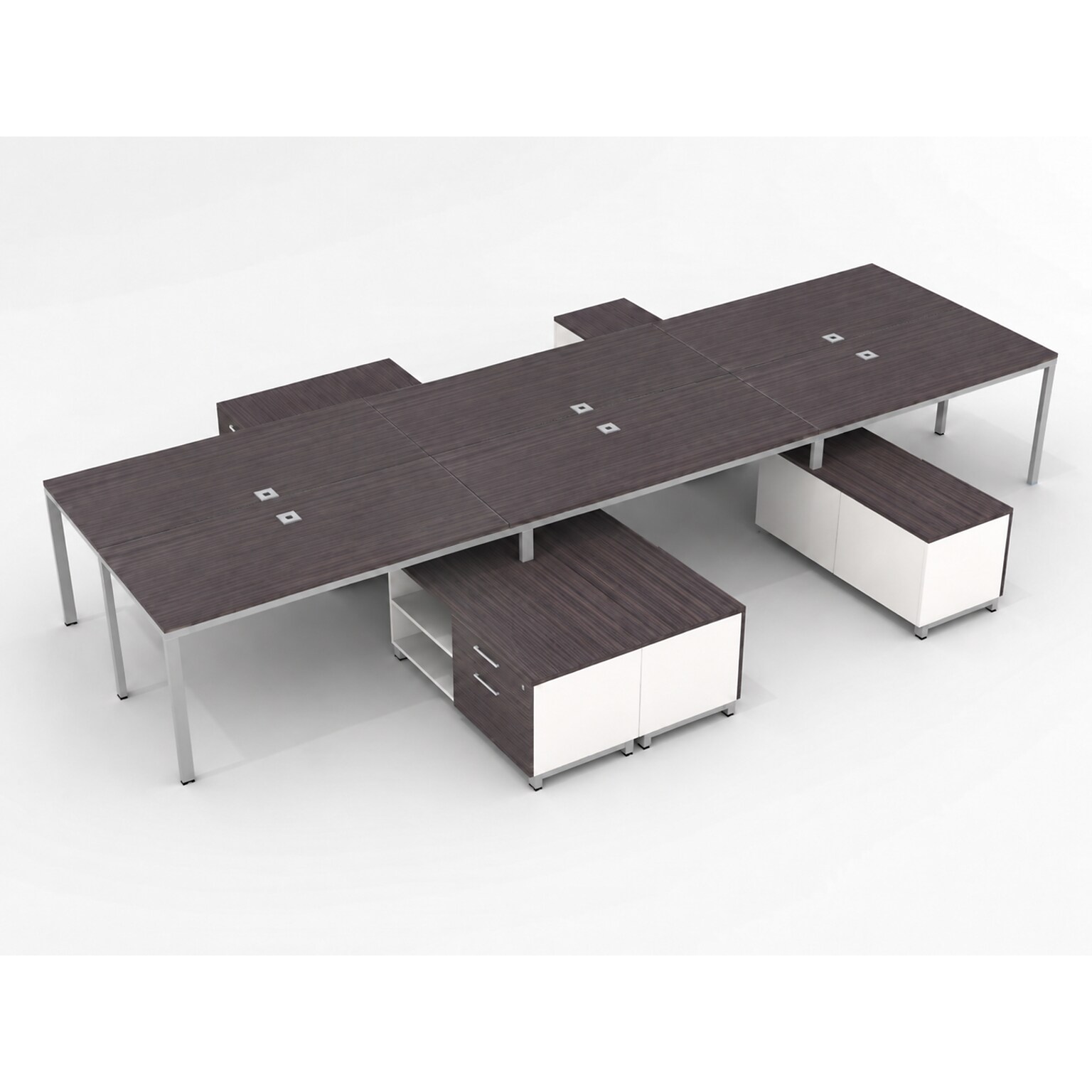 Boss Office Products Simple System 60W Desk with Storage Cabinet, Driftwood, 6/Set (SGSD022-101)