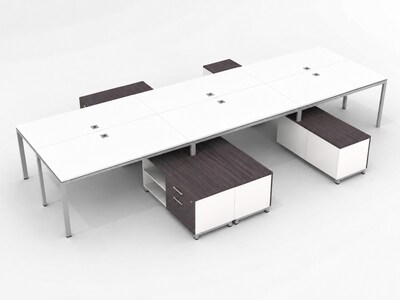 Boss Office Products Simple System 60W Desk with Storage Cabinet, White, 6/Set (SGSD022-101-WT)