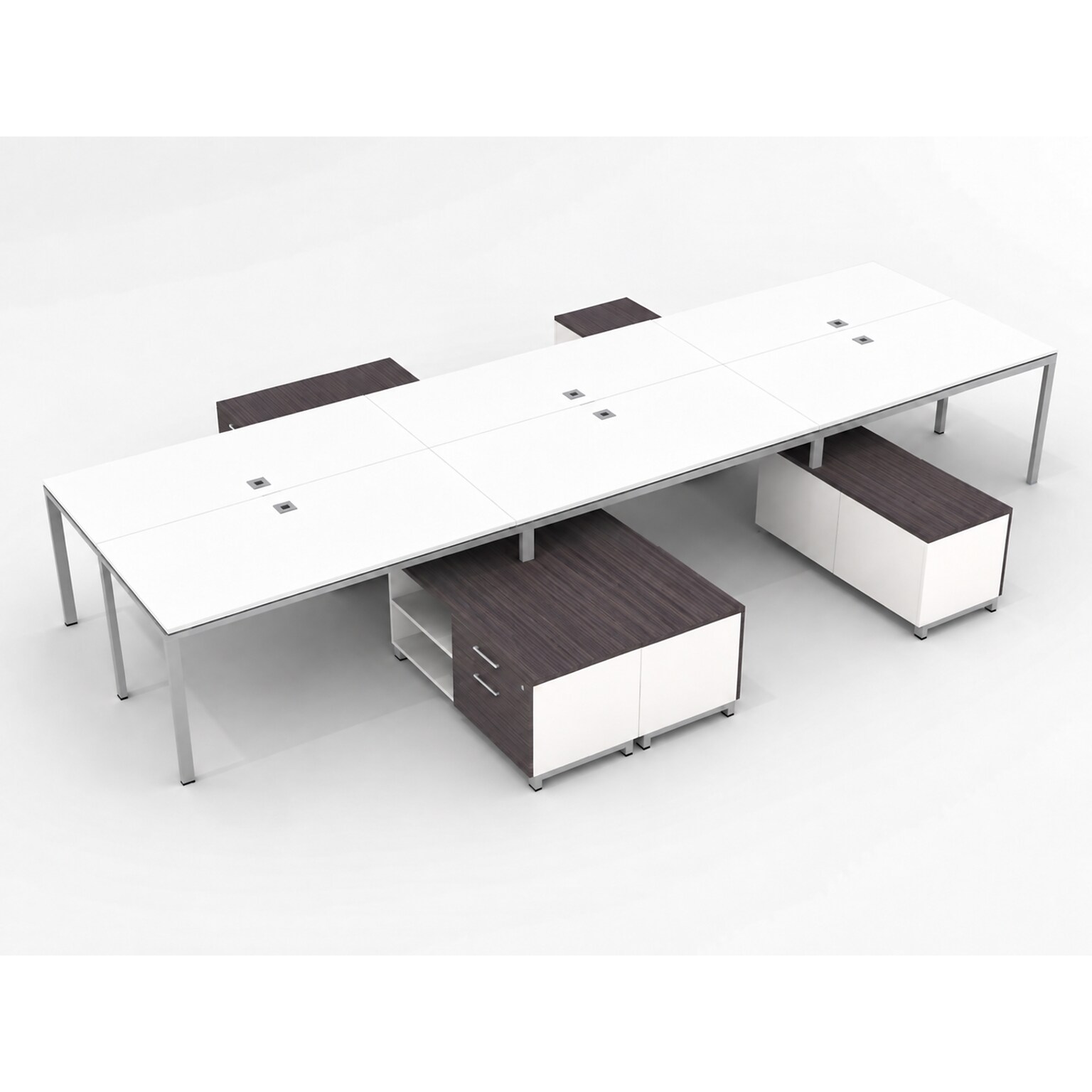 Boss Office Products Simple System 60W Desk with Storage Cabinet, White, 6/Set (SGSD022-101-WT)