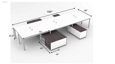 Boss Office Products Simple System 66W Desk with Storage Cabinet, Driftwood, 6/Set (SGSD022-102)