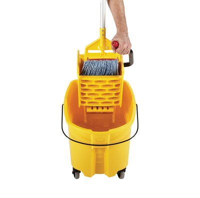 Rubbermaid WaveBrake 2.0 Janitorial Side-Press Bucket and Wringer, 35 Quart , Yellow (FG758088YEL)