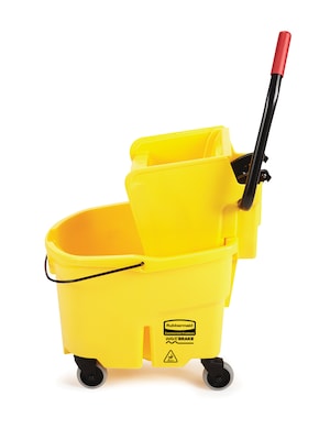 Rubbermaid WaveBrake® 2.0 Janitorial Side-Press Bucket and Wringer, 26 Quart, Yellow (FG748000YEL)