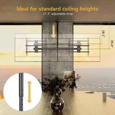 Mount-It! Dual TV Ceiling Mount for 34" to 60" TVs, Holds Up to 88 lbs. per Screen, Black (MI-522S)