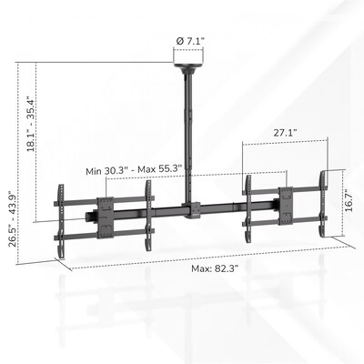 Mount-It! Dual TV Ceiling Mount for 34" to 60" TVs, Holds Up to 88 lbs. per Screen, Black (MI-522S)