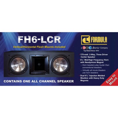 BIC America Formula Series 175W FH6-LCR Dual 6.5-In. Bookshelf Surround Speaker, Black