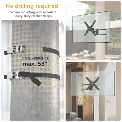 Mount-It! Weatherproof Full-Motion Column TV Mount for 32" to 65" TVs, Holds Up to 55 lbs., Black (MI-414)