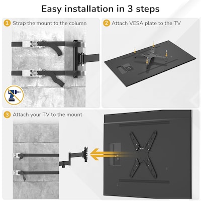 Mount-It! Weatherproof Full-Motion Column TV Mount for 32" to 65" TVs, Holds Up to 55 lbs., Black (MI-414)