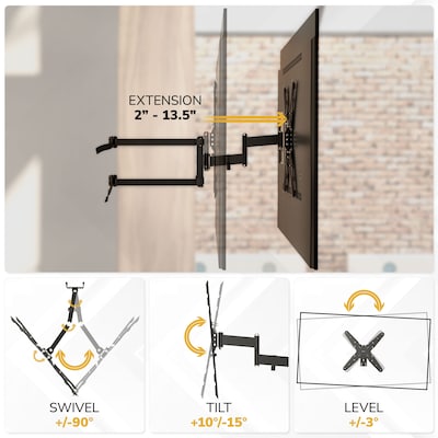 Mount-It! Weatherproof Full-Motion Column TV Mount for 32" to 65" TVs, Holds Up to 55 lbs., Black (MI-414)