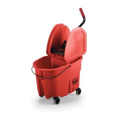 Rubbermaid WaveBrake® 2.0 Janitorial Down-Press Bucket and Wringer, 35 Quart, Red (FG757888RED)