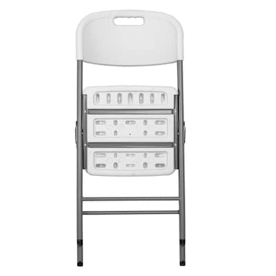 Regency Trestle 60" x 29" Heavy Duty Plastic Folding Table and 4 Chairs, White (TBM6029WH42WH)