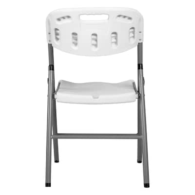 Regency Trestle 48" Heavy Duty Round Folding Table and 4 Chairs, White (TBM48RNDWH42WH)